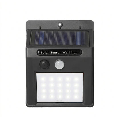 Solar-powered motion sensor light designed to illuminate outdoor entrances, fences, and pathways when movement is detected at night.