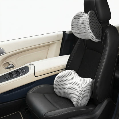 Stitched memory foam car seat cushions with a simple design for a neat and coordinated vehicle interior.