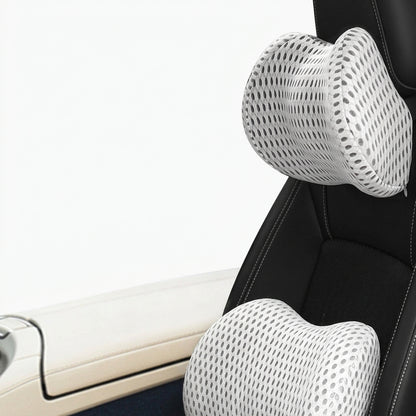 Close-up of a stitched polyurethane car support cushion filled with memory foam for everyday seating comfort.