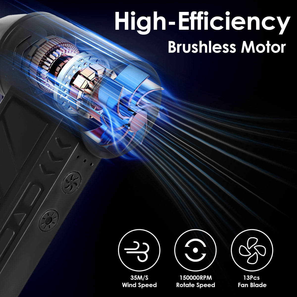 Compact handheld electric air duster for blowing dust from computer equipment, desk accessories, and electronics.