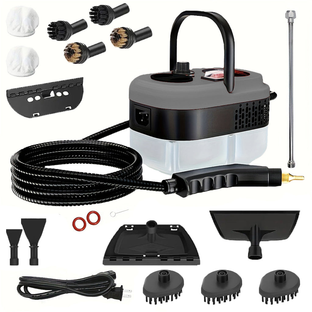 Household steam cleaner designed to help loosen kitchen grease and dirt on manufacturer-approved surfaces.