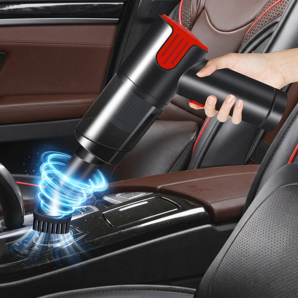 Portable vacuum cleaner for quick everyday cleanups in the car and around compatible household surfaces.