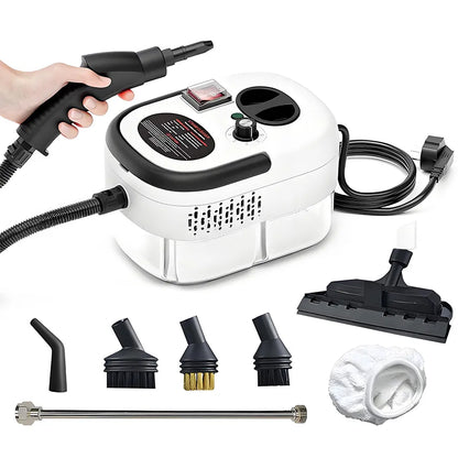 Portable steam cleaning tool designed to reach selected household areas that need extra cleaning attention.