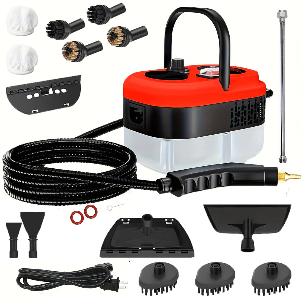 Handheld steam cleaner with multiple attachments for tackling everyday cleaning tasks around the home.