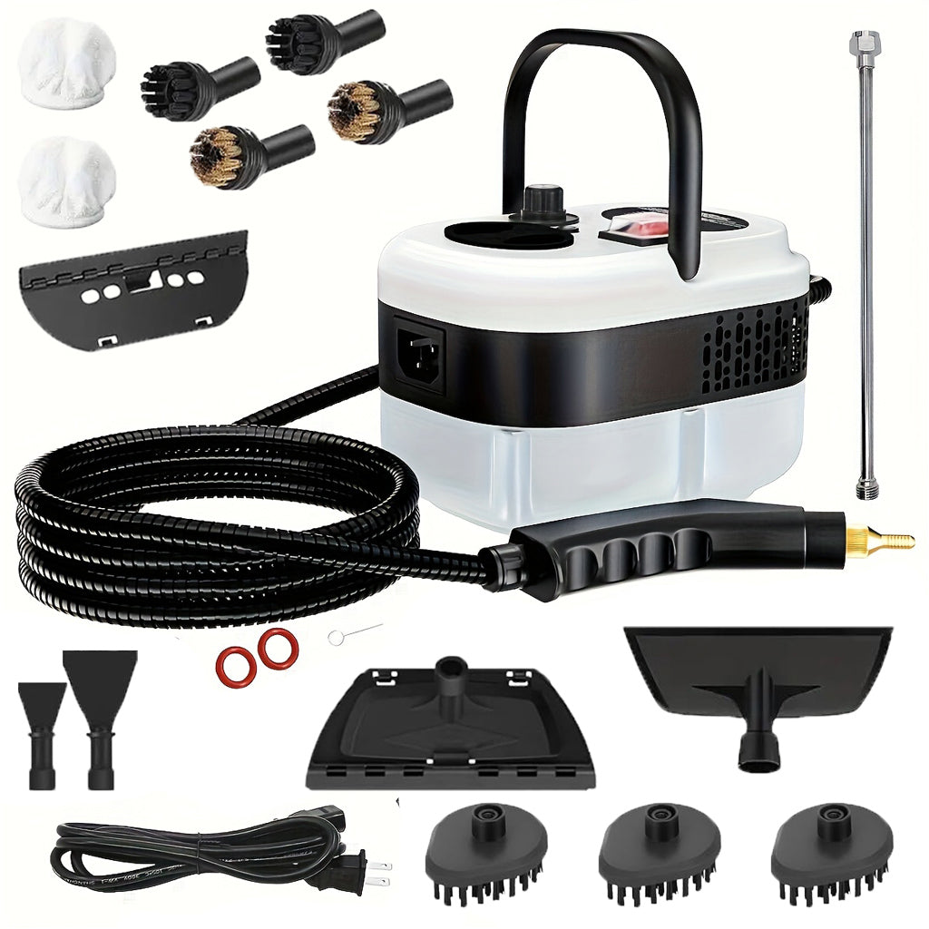 Handheld steam cleaner with a 1.2-liter water tank for cleaning suitable kitchen and bathroom surfaces.