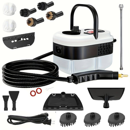 Handheld steam cleaner with a 1.2-liter water tank for cleaning suitable kitchen and bathroom surfaces.