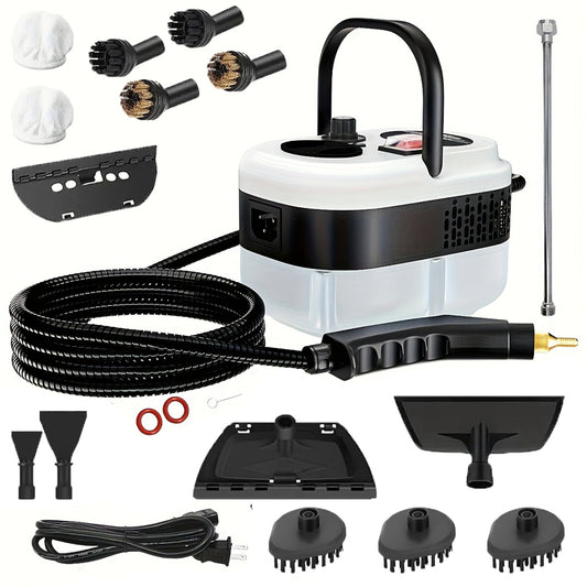 Handheld steam cleaner with a 1.2-liter water tank for cleaning suitable kitchen and bathroom surfaces.