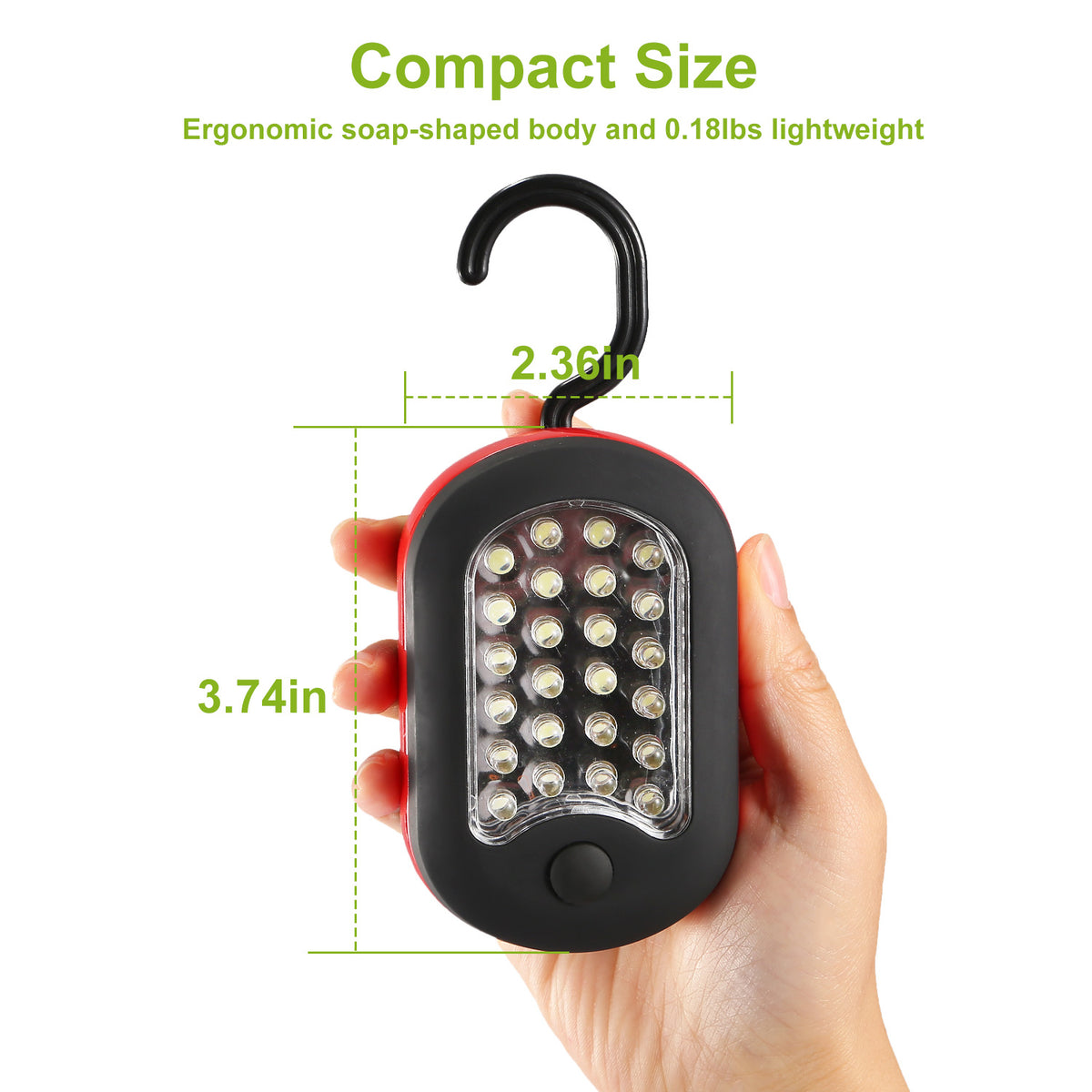 Older woman browsing online for useful household products, including a lightweight magnetic LED work light for cupboards, garages, and dark storage areas.