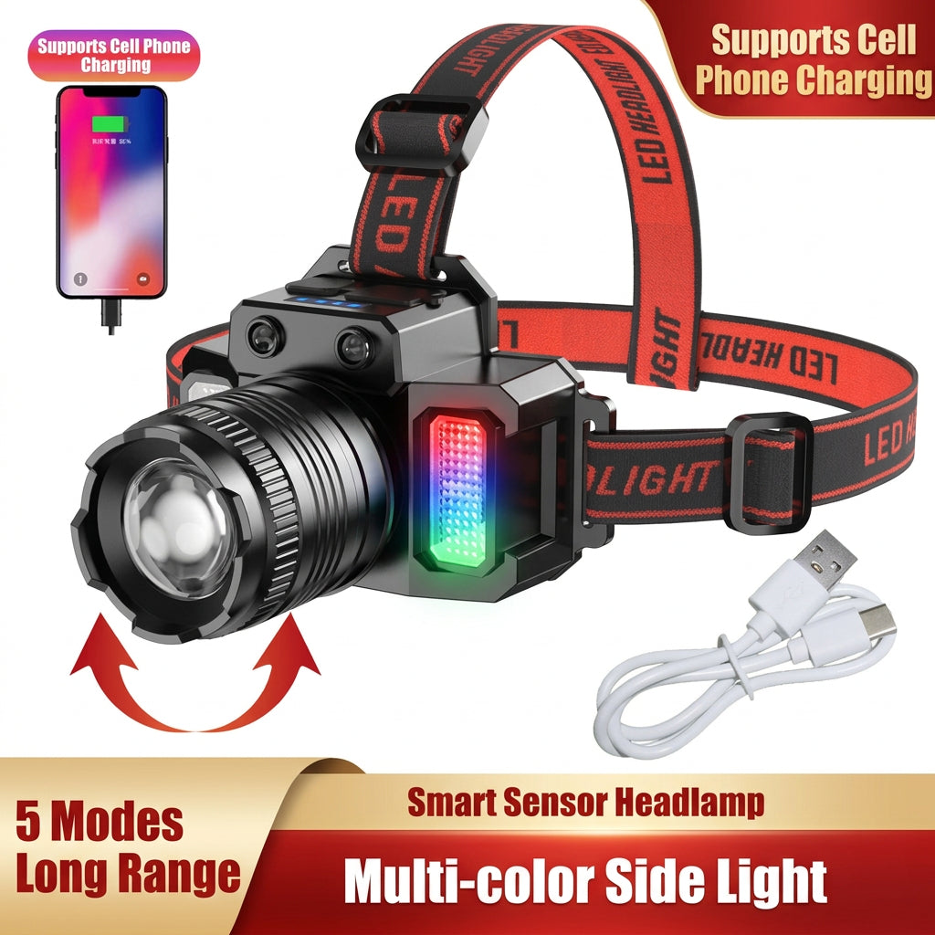 Rechargeable LED headlamp designed for hands-free lighting during household repairs, garage work, and everyday tasks.